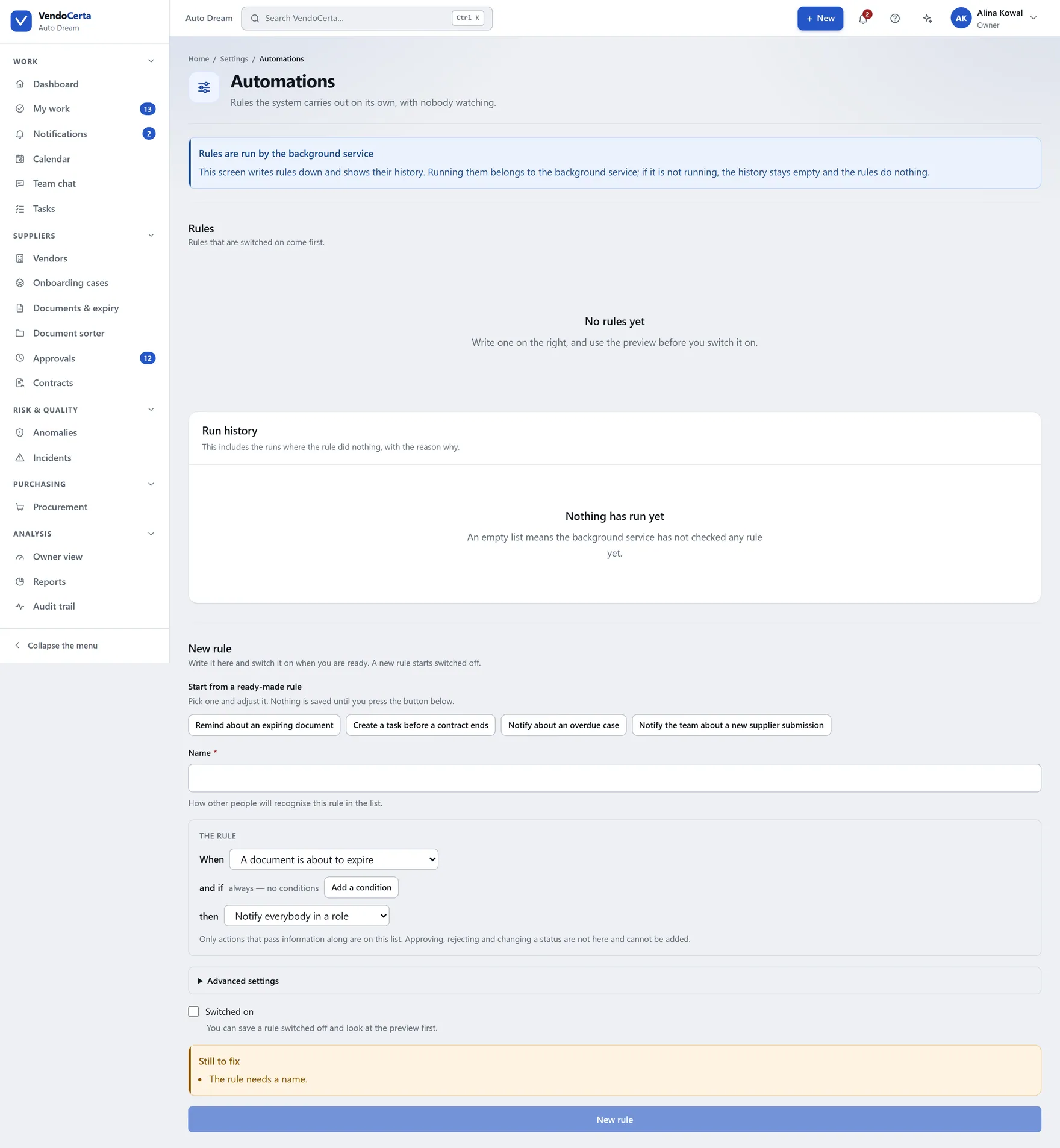 Automations, shipping as a preview.