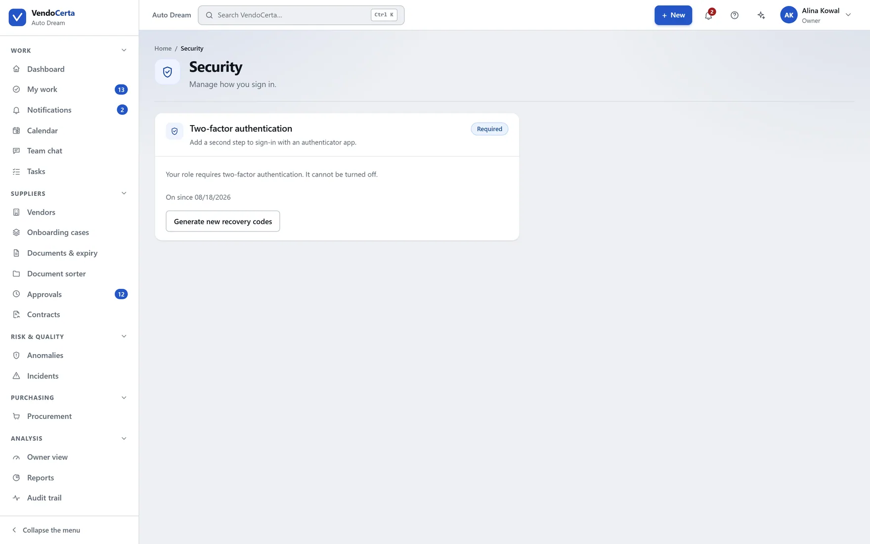 Security settings, including invitation link validity and how long documents are kept.